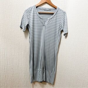 Athleta Gray White Striped Soft Short Shirt Tshirt Dress Women’s Size XXS